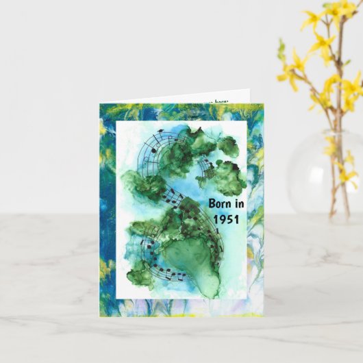 Geboren in 1951 Plechtige feiten Kaart (Gele Bloem)