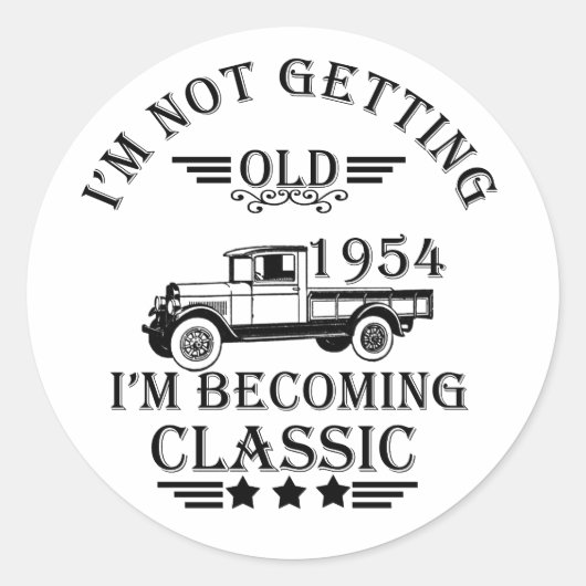 Geboren in 1954  70e verjaardag mannen geschenken ronde sticker (Voorkant)