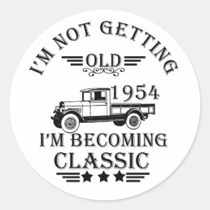 Geboren in 1954 elegante vintage verjaardagsfeest ronde sticker