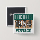 Geboren in 1954 vierkante button 5,1 cm (Voorkant /achterkant)