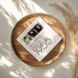 Geboren in 1955 3 foto's 70e verjaardagsfeest servet