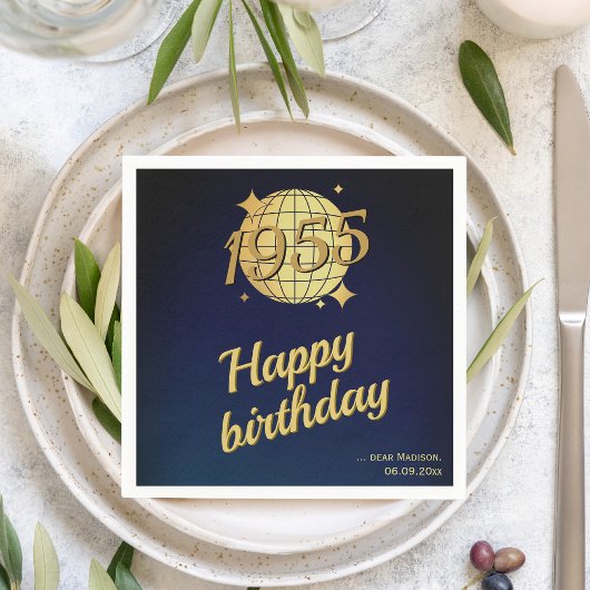 Geboren in 1955 70ste verjaardag gouden feestelijk servet