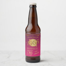 Geboren in 1955 70ste verjaardagsfeest roze bier L Etiket