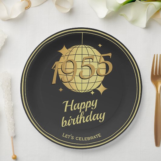 Geboren in 1955 70ste verjaardagsfeest zwart Papie Papieren Bordje