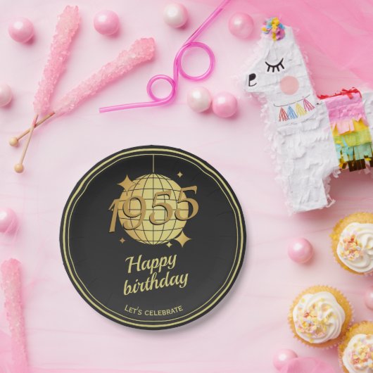 Geboren in 1955 70ste verjaardagsfeest zwart Papie Papieren Bordje (Feest)