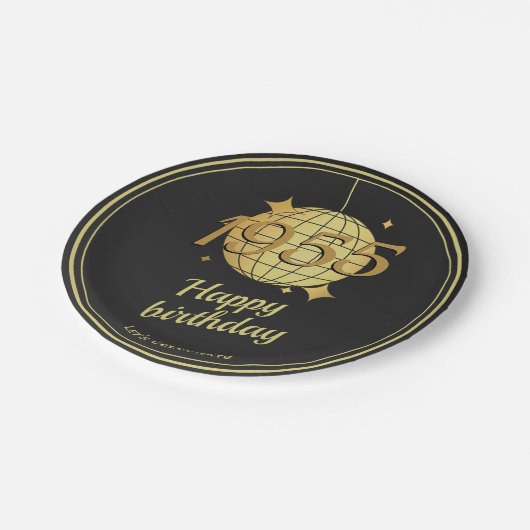 Geboren in 1955 70ste verjaardagsfeest zwart Papie Papieren Bordje (Gekanteld)