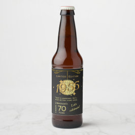 Geboren in 1955 70ste verjaardagsfeestje zwarte bi bier etiket