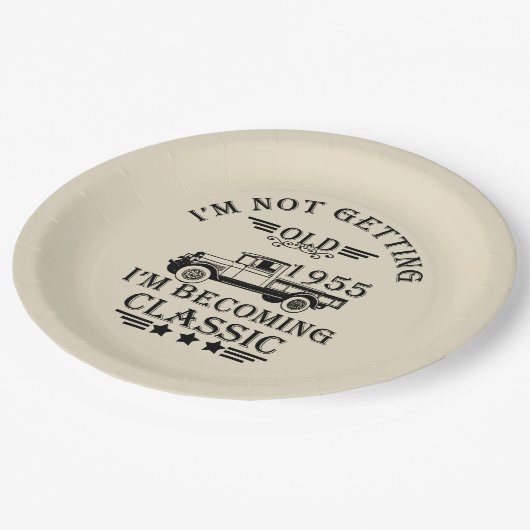 Geboren in 1955 verjaardagscadeaus papieren bordje (Gekanteld)