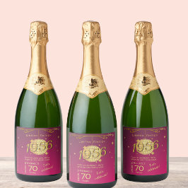 Geboren in 1956 70ste verjaardagsfeest roze bier sparkling wijnetiket