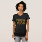  Geboren in 1956 Black-Gold Verjaardag T-shirt (Voorkant volledig)