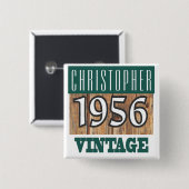 Geboren in 1956 vierkante button 5,1 cm (Voorkant /achterkant)