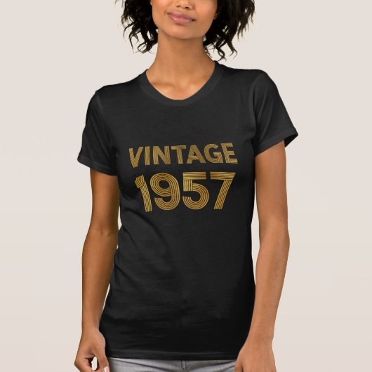  Geboren in 1957 Black-Gold Verjaardag T-shirt (Voorkant)