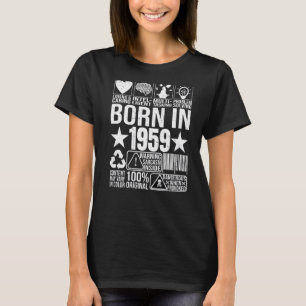 Geboren in 1959 Content Warning Label Barcode Birt T-shirt