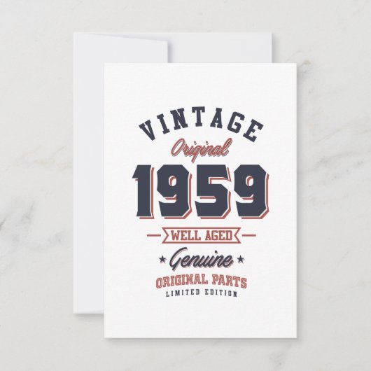 Geboren in 1959. RSVP kaartje (Voorkant)