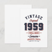 Geboren in 1959. RSVP kaartje (Voorkant / Achterkant)