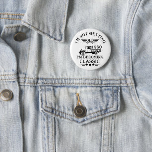 geboren in 1960 verjaardagscadeau mannen cadeau ronde button 5,7 cm