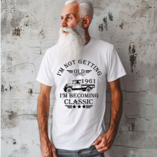Geboren in 1961 elegante zwarte vintage verjaardag t-shirt