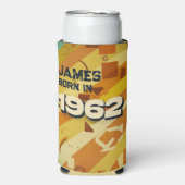 Geboren in 1962 - Geometrisch ontwerp - Retro 60s Seltzer Blikjeskoeler (Seltzer Voorkant)