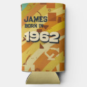 Geboren in 1962 - Geometrisch ontwerp - Retro 60s Seltzer Blikjeskoeler (Achterkant)