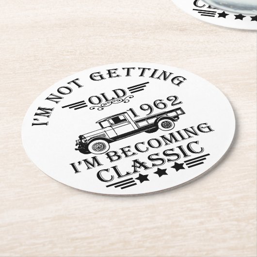 geboren in 1962  verjaardagscadeau mannen cadeau ronde kartonnen onderzetter (Gebogen)