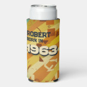 Geboren in 1963 - Geometrisch ontwerp - Retro 60s  Seltzer Blikjeskoeler (Seltzer Achterkant)