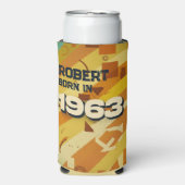 Geboren in 1963 - Geometrisch ontwerp - Retro 60s  Seltzer Blikjeskoeler (Seltzer Voorkant)