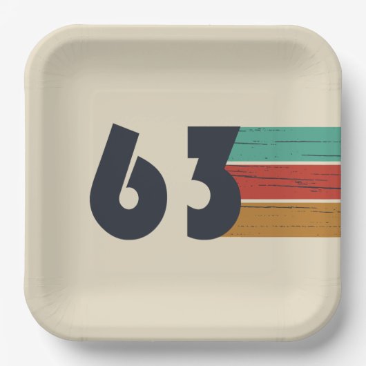 Geboren in 1963 verjaardagscadeau papieren bordje (Voorkant)