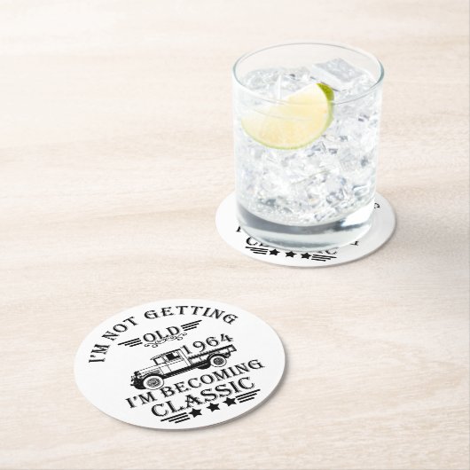 Geboren in 1964  jaar ronde kartonnen onderzetter (Insitu)