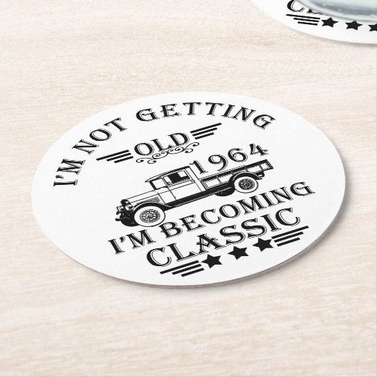 Geboren in 1964  jaar ronde kartonnen onderzetter (Gebogen)