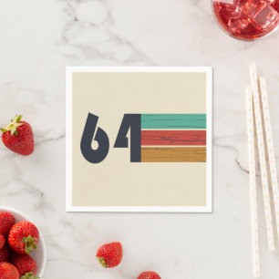 Geboren in 1964 kleurrijke vintage stijl verjaarda servet