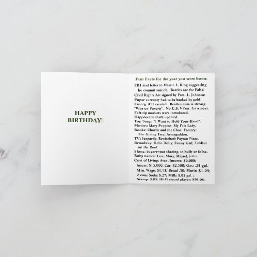 Geboren in 1964 Plechtige feesten op Birthday Kaart (Binnen)