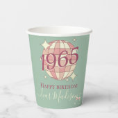 Geboren in 1965 60e verjaardag retro party decor papieren bekers (Achterkant)