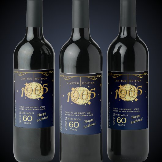 Geboren in 1965 60ste verjaardag feest wijn fles l wijn etiket