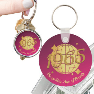 Geboren in 1965 60ste verjaardag roze gouden cadea sleutelhanger