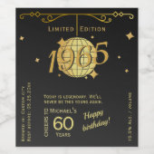 Geboren in 1965 60ste verjaardag wijnlabel wijn etiket (Enkel label)