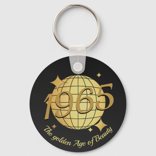 Geboren in 1965 60ste verjaardag zwart goud cadeau sleutelhanger (Achterkant)