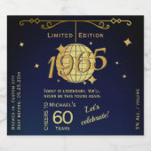 Geboren in 1965 60ste verjaardagsfeest blauw bier  bier etiket (Enkel label)