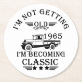 Geboren in 1965  verjaardagscadeau ronde kartonnen onderzetter (Voorkant)