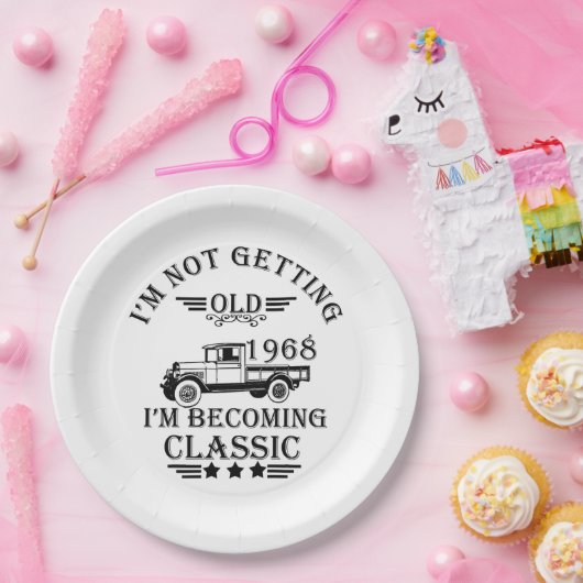 Geboren in 1968 verjaardag mannen cadeau papieren bordje (Feest)