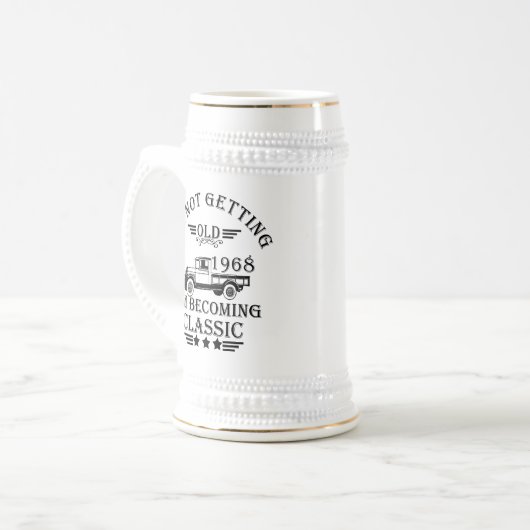 geboren in 1968  verjaardagscadeau mannen cadeau bierpul (Voorkant links)