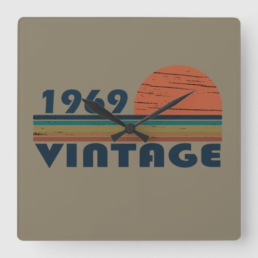 Geboren in 1969 op  verjaardag vierkante klok (Voorkant)