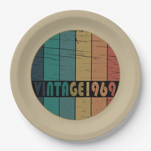 Geboren in 1969  verjaardagscadeau papieren bordje (Voorkant)