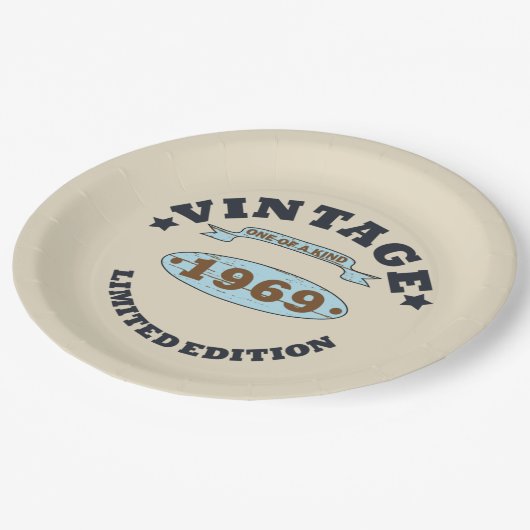 Geboren in 1969 verjaardagscadeau papieren bordje (Gekanteld)