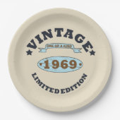 Geboren in 1969 verjaardagscadeau papieren bordje (Voorkant)