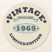 Geboren in 1969  verjaardagscadeau ronde kartonnen onderzetter (Voorkant)