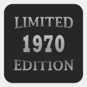 Geboren in 1970, beperkt, verjaardagsjaar vierkante sticker (Voorkant)