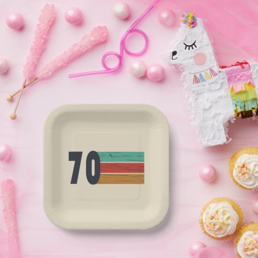 Geboren in 1970 op verjaardag papieren bordje (Feest)