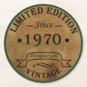 Geboren in 1970 op  verjaardag ronde kartonnen onderzetter (Voorkant)