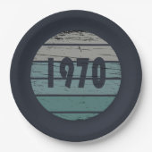 Geboren in 1970 verjaardagscadeau papieren bordje (Voorkant)