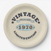 Geboren in 1970 verjaardagscadeau papieren bordje (Voorkant)